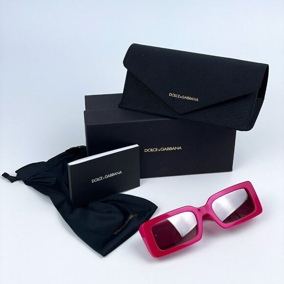 NEW D&G DG4416 33794Z Metallic Pink Mirror Silver Rectangle Women Sunglasses - Picture 11 of 12